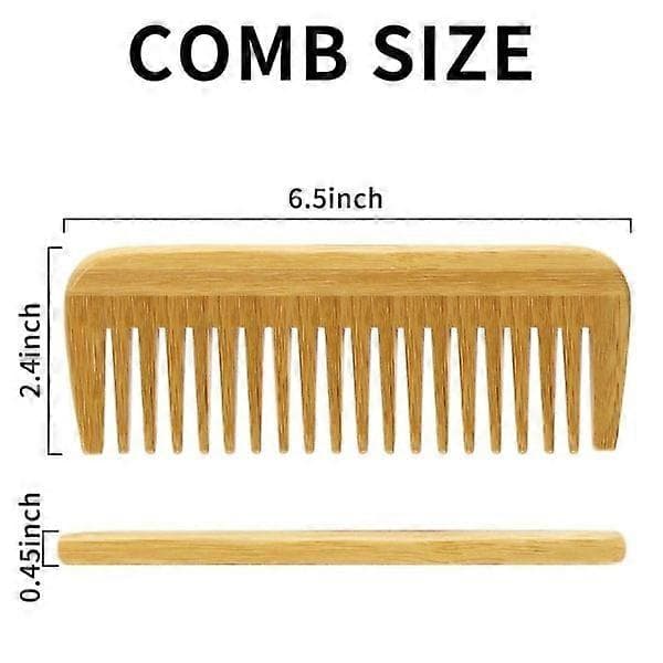 Natural Wood Bamboo Comb, Eco-Friendly Wide Tooth Comb (2 Pack)