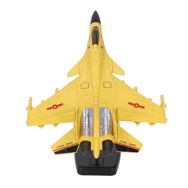 Fighter Jet Model Pull Back with Display Stand Sound Light Alloy Aircraft Model for Boys Kids Yellow