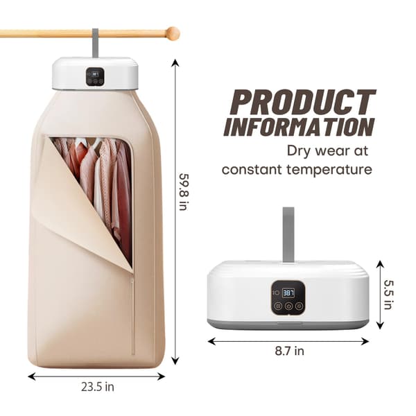 Portable Clothes Dryer Mini Washing Machine with Remote Control Small Foldable Electric Dryer with Drying Bag Suitable for Travel RV
