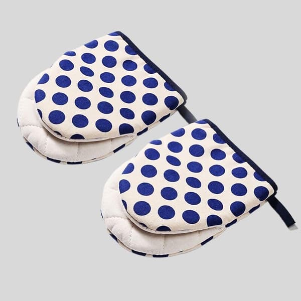 Kitchen and Cooking Gloves (Blue and White Polka Dot)
