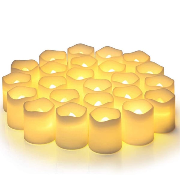 Liekittomat kynttilät, liekkittömät välkkyvät sähköiset valekynttilät, lämpimän valkoiset LED-teevalot häihin, pöytä