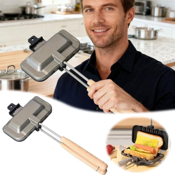 Pølselommemaker Japansk sandwichmaker Nonstick dobbeltsidig grillpanne Rask [Ho]
