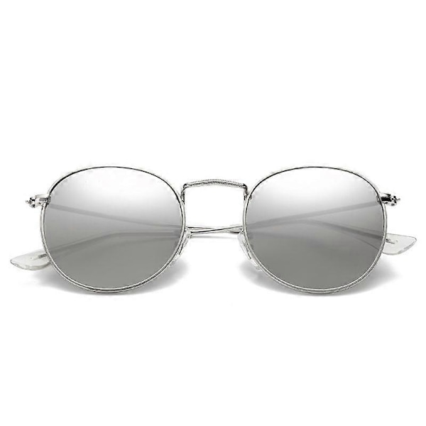 Kultainen metallikehys aurinkolasit naisille peili pyöreät aurinkolasit pinnoite heijastavat retro aurinkolasit merkki suunnittelija trendikkäät lasit hopea multi multi Silver