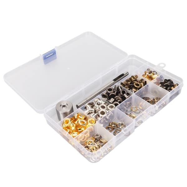 400 st öljetter 5 mm 4 färger Robust kopparlåda packad enkel installation Öljettkit med stans för skor väskor kläder