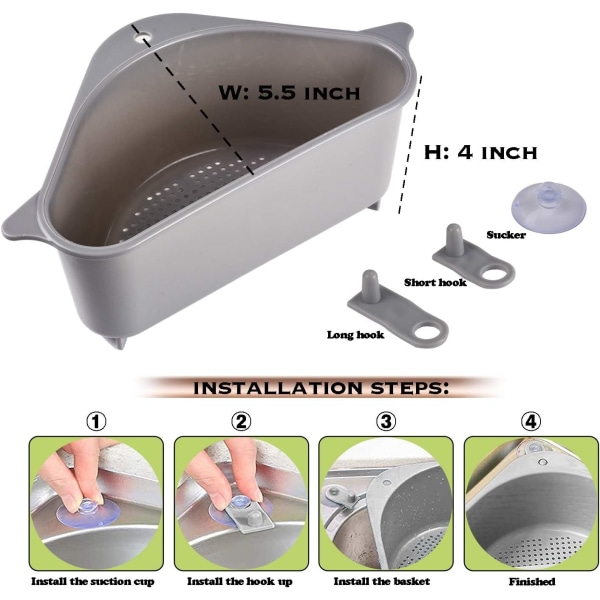 1 Pakkaus Allas-kori, Kulmakeittiöallas-suodatin, Keittiön Kolmionmuotoinen Allassuodatin Monitoiminen Viemärihylly