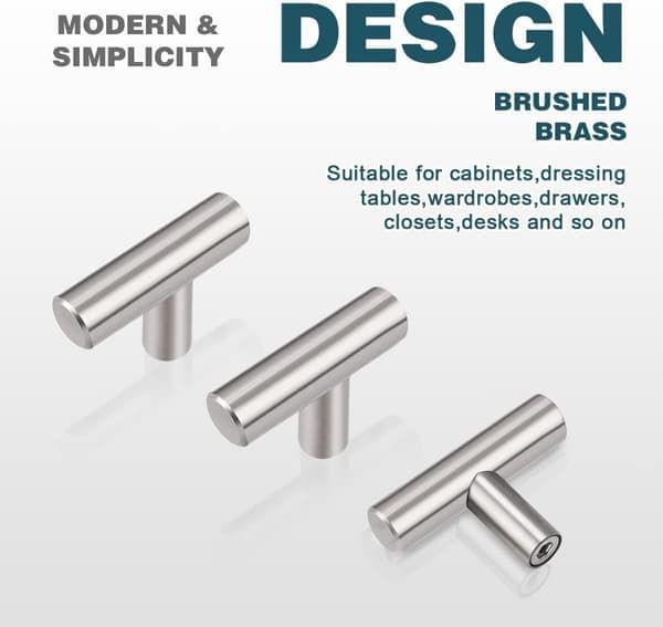 4-pack Kitchen Door Knobs, Single Hole Brushed Nickel Stainless Steel Cabinet Knobs (Screws Included)