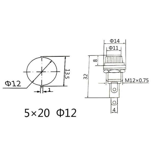 2 stk AC 10A 250V 5mm x 20mm Svart Elektrisk Panelmontert Skruehette Sikringsholder Panelmontert Sikringsholder