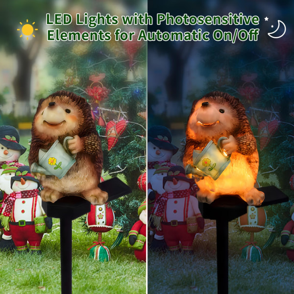 Aurinkoenergialla toimiva ulkokoriste, Aurinkoenergialla toimiva LED-siilipiikkivalot, Koristeellinen valo pihalle, terassille, puutarhaan, nurmikolle, parvekkeelle - Siili