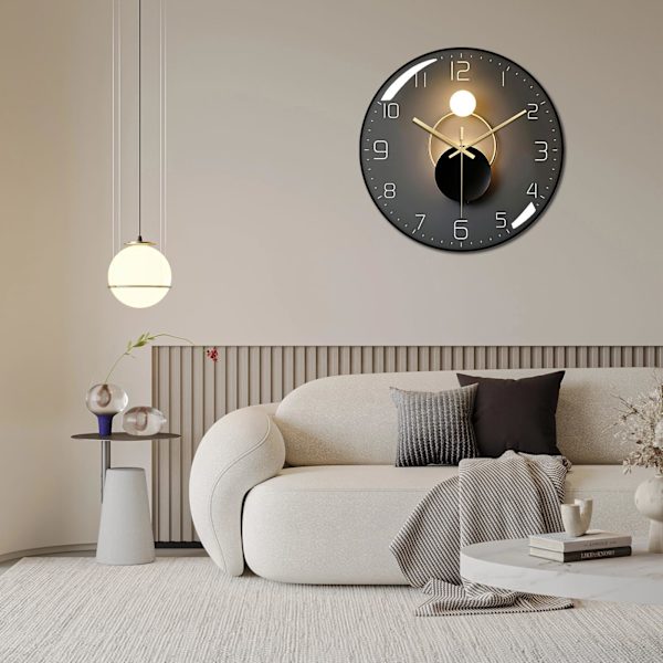 Väggklocka, Art Deco Väggklocka, Icke-tickande Tyst Modern Metall Väggklocka, Lämplig för Vardagsrum, Sovrum, Kontor, Studierum