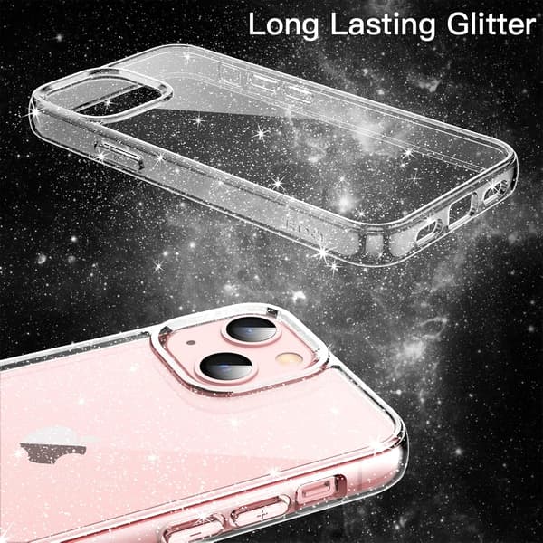 Glitterdeksel for iPhone 13 6.1 tommer, Bling Glitter Støtsikkert Telefondeksel, Søtt Glitterdeksel for Kvinner og Jenter