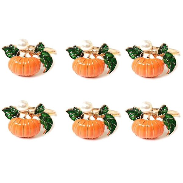 6 stk. Halloween Thanksgiving Græskar Servietring Model Værelse Sæt Bord Serviet Knap Høst Tema Na