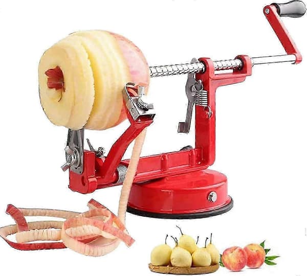 New Apple Peeler, Apple Peeler Slicer Corer 3-in-1 Function, Durable Stainless Steel Kitchen Peeler with Suction Cup