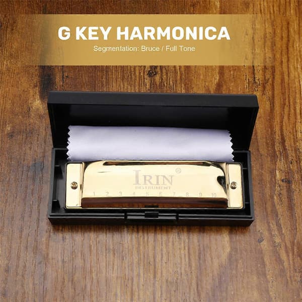 IRIN 10 Hole 20 Tone G Major Harmonica Blues Musical Instrument Diatonic Harp with Storage Box