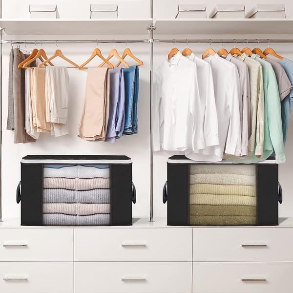 Large Storage Bags, 3-Pack Clothes Storage Boxes Foldable Wardrobe Organizers Storage Containers with Durable Handles Thick Fabric for Blanket Quilt