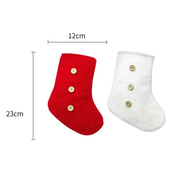 2 Pcs Christmas Decorations Knitted Christmas Stocking Pendants (Red, White)