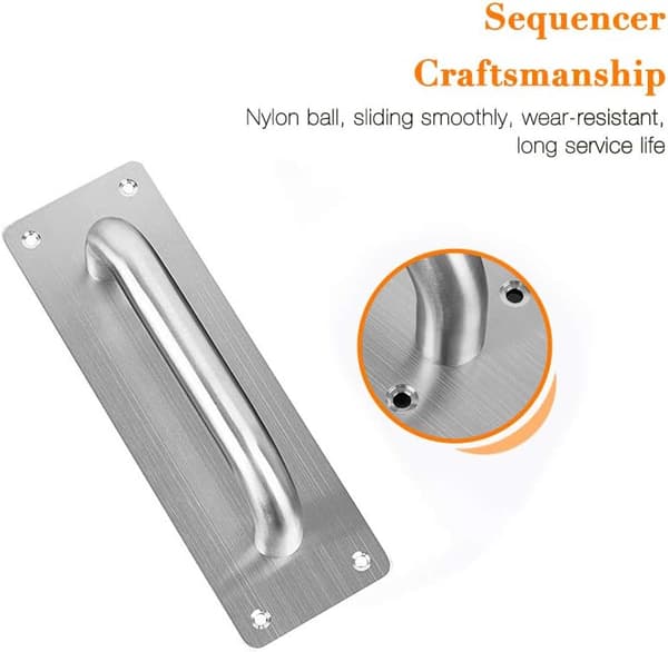 Sliding Door Handle, Exterior Gate Handle Push Door Handle Backplate Stainless Steel Handle with Backplate, Push Door Handle-FA-