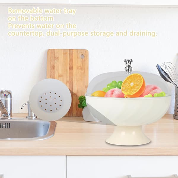 Fruit Bowl for Kitchen Counter, Clear Fruit Basket with Lid, Fruit Display Stand for Party Wedding Vegetables