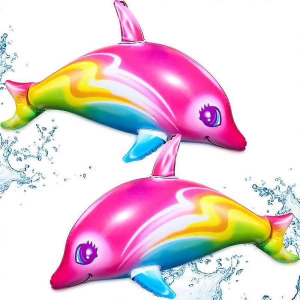Delfin Regnbue Oppustelig Pool Legetøj 91 cm Farverig Pink Poolkant