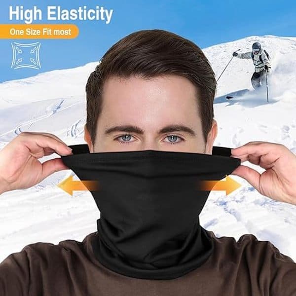 Winter Scarf - Windproof Neck Warmer - Suitable for Skiing, Motorcycle, Running - Black - Universal Size - 2 Pieces