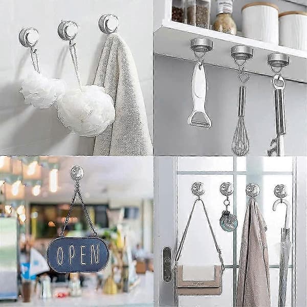 4-pack Drill-Free Towel Hooks, Suction Cup Towel Holder, Vacuum Suction Cup Hooks, Extra Strong Towel Holder (Plating)
