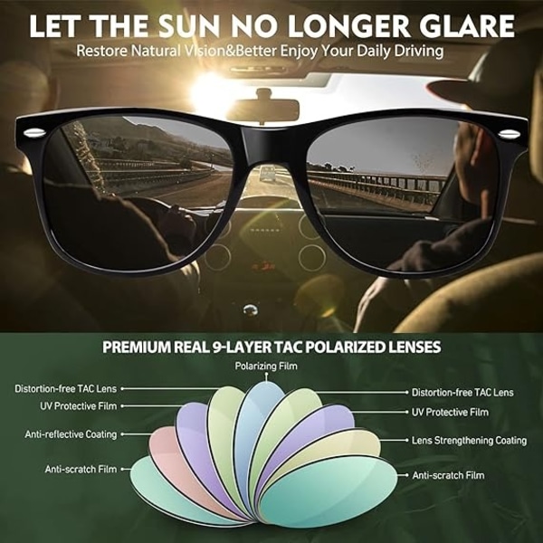 Polariserte solbriller for menn og kvinner, solbriller av tre