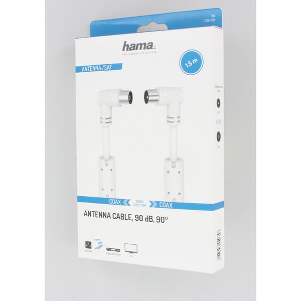 Antennkabel Vinklad 90dB Vit 1.5m Vit