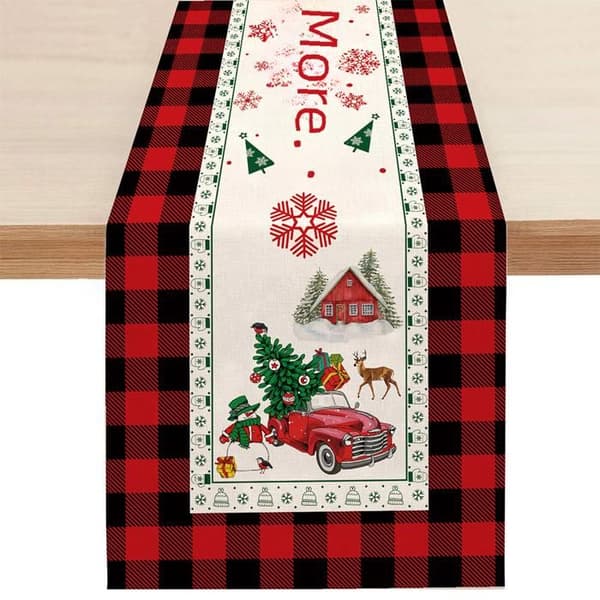 Christmas table runner, decorative fabric for the home, printed table runner, encrypted linen table runner, insulated table runner