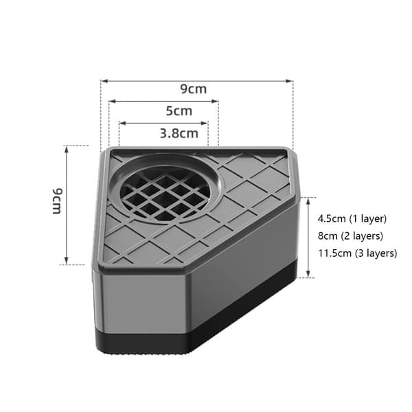 Anti-vibrationsfødder til vaskemaskine, universelle, stabelbare 8 cm, PP & Gummi Møbelhævere