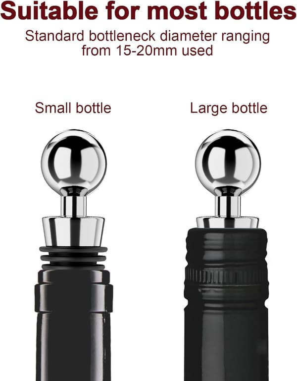 Wine Stoppers for Wine Bottles 3 Pcs Vacuum Wine Bottle Stopper with Reusable Silicone Wine Corks, Leak-Proof Keeps Wine Fresh Suitable for Standard