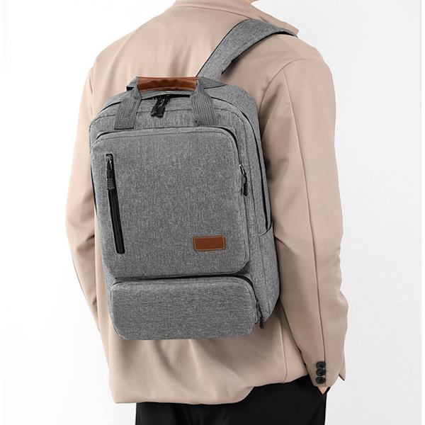Multifunctional Laptop Nylon Backpack Grey Grey Grey