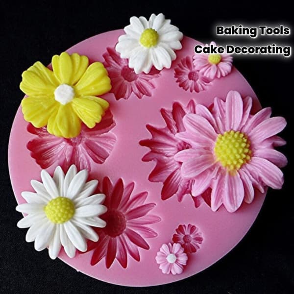 3D Blomster Silikoneform Kage Fondant Chokolade Bageform Bageværktøj pink pink