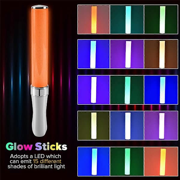 2 stk. LED-lyspinde, 15 farver, lyspinde, lyspinde, koncertrekvisitter