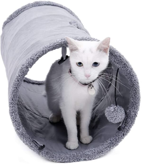 Foldable Cat Tunnel, Durable Suede Cat Toy Tunnel H
