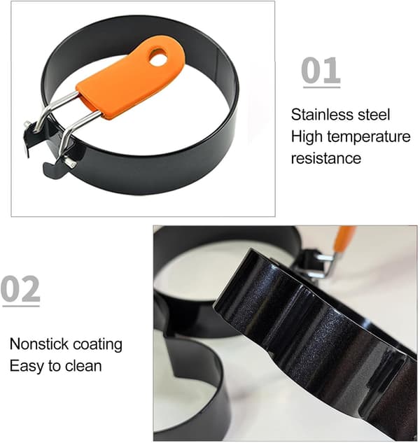 1 stk. Æggeringe til stegning, stege ring i rustfrit stål, non-stick æggeringe, 4 former stegeform (Lille blomst)