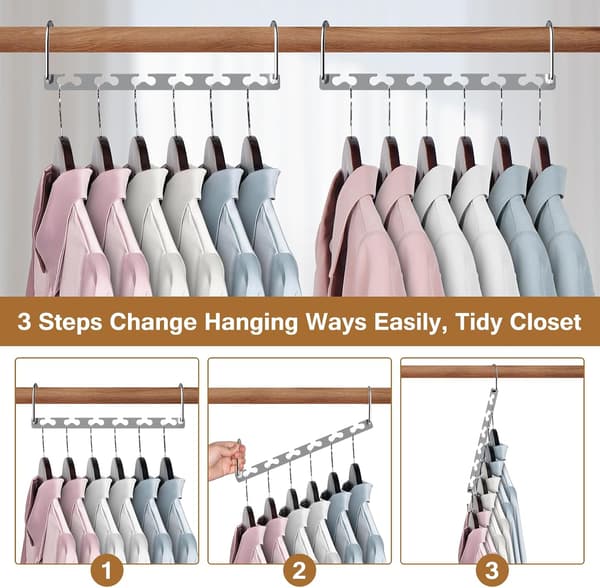Sturdy Metal Hangers, Wardrobe Storage, Space-Saving Hanger, 6-Pack Cascade Hangers