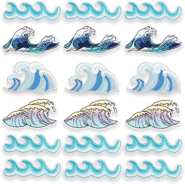 18PCS Havsvåg Strykmärken 18PCS röd Sea Wave