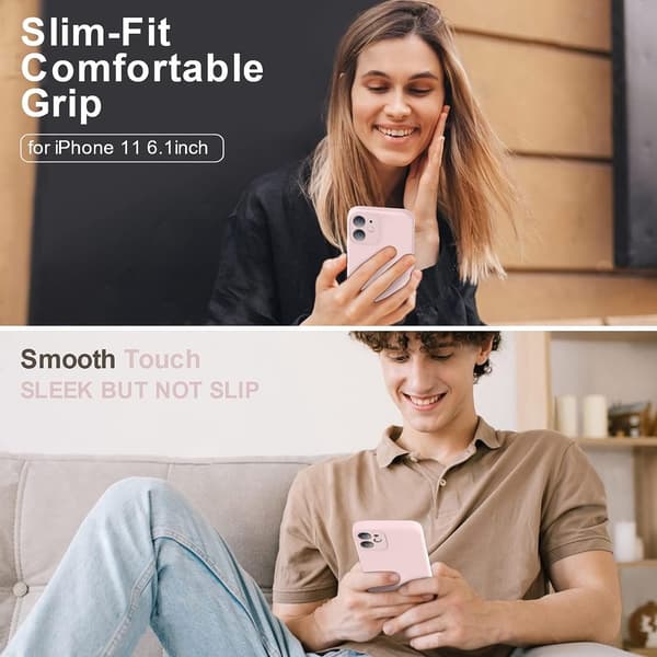 Forbedret flydende silikonecover til iPhone 11, kamerabeskyttelse - Rosa