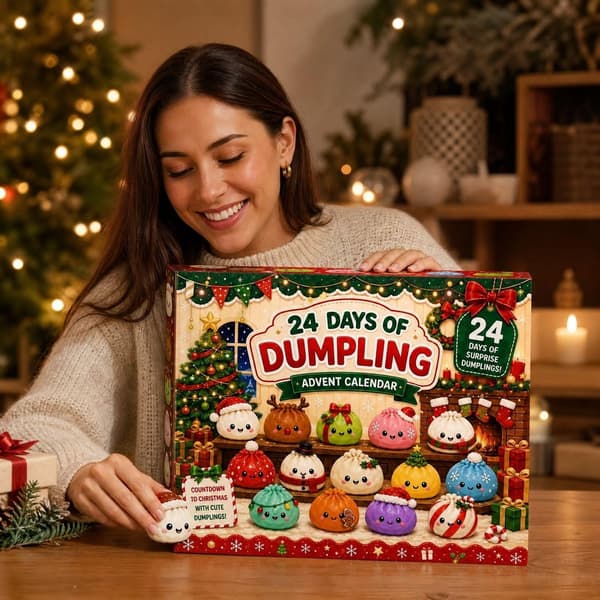 Julekalender 2026, 24 dages julenedtælling, 24 overraskende dumpling-squishies legetøj