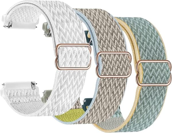 3 bølget nylon integreret rem (hvid, blå, kamel), su