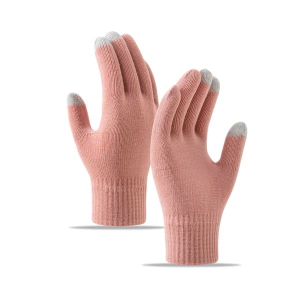 Rosa farve vinter touchscreen handsker stretch strikkede touchscreen handsker