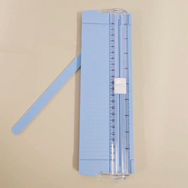 SALALIS Bærbar papirkutter, liten A5 papirkutter, presis skjærelinjal, multifunksjonell design, for kontor/klasserom, blå