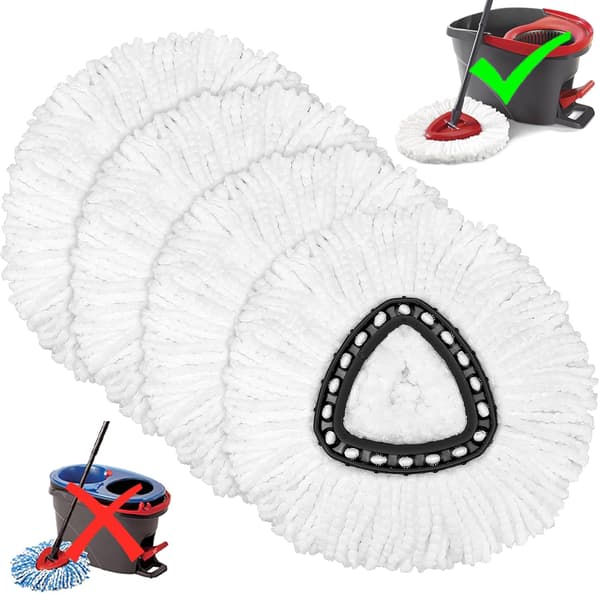 4-pakning moppehoder erstatning for O-Ceda Easy Wring Spin System Mikrofiber Refills Easy Clean Moppehode Erstatning