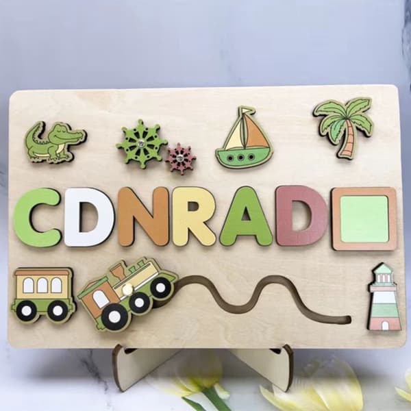 Children's Weekly Gift Name Puzzle Blue Whale Fish Puzzle
