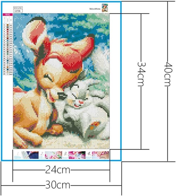 30*40 CM Diamantmaleri 5D Gode venner Bambi og Kanin Di