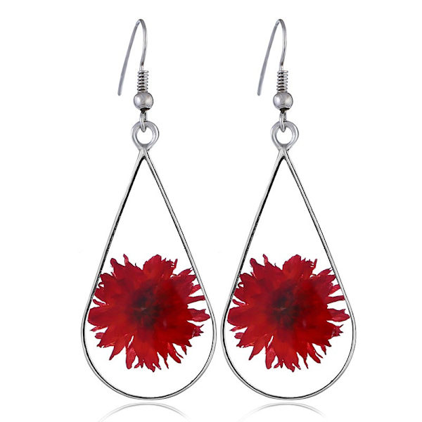 4 par Kollektion Pressade Blomma Tåre Örhängen-- Spets Pressade Vildblomma Örhängen | Drop Dangle-Present till Kvinna