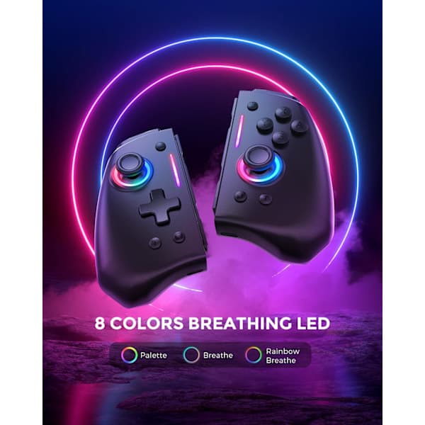 Hyperion Meteor Light trådløs Joy-pad med 8-farvet LED til Switch/Switch OLED - Julepakke