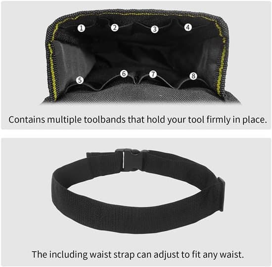 Waist Bag - Tool Belt - Hip-Mounted Tool Pouch - Adjustable Storage Pouch for Construction - Suitable for Carpenters, Contractors, Mechanics, Plumbers