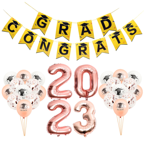 1 Sett Ballonger med Tema Graduation Banner Graduation Party Layout Ballongdekorasjon Rose Gull 18X13CM Rose Gold 18X13CM