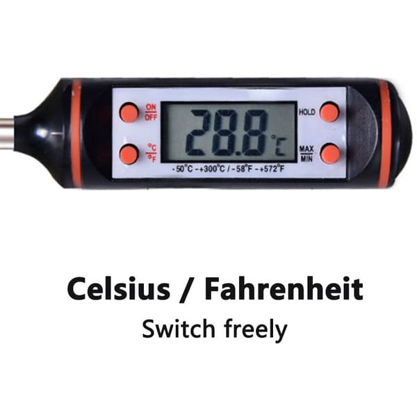 Køkkentermometer grill bagetemperatur måling elektronisk madnål termometer display BBQ termometer, sort