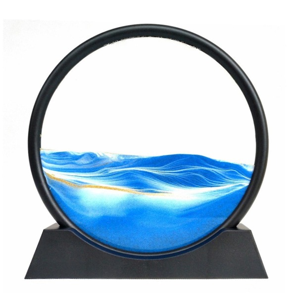 Moving 3d Sand Art Bilde Rundt Glass Timeglass Deep Sea Sandscape Home Decor BlackBlack black
